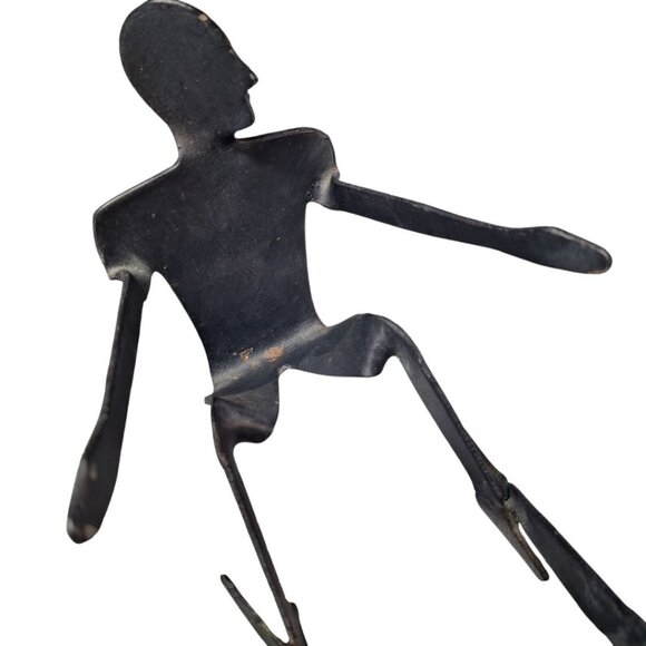 Metal Iron Art Sculpture Centerpiece Human Plant Holder People Folk Figures Weld - Picture 8 of 9